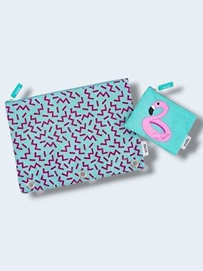Yoobi Flamingo 2 Piece Teel Pouch Storage Set